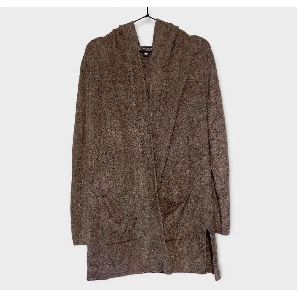 Barefoot Dreams Cozychic Lite Coastal Hooded Cardigan XS/S Brown‎